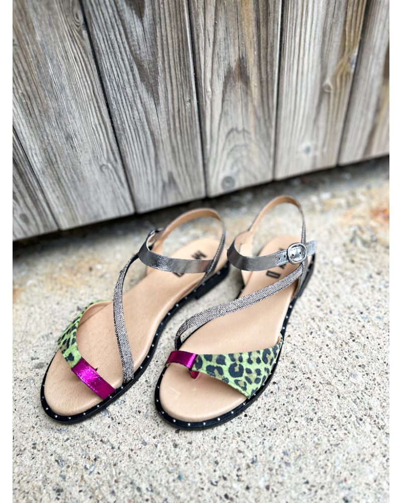 Sandales imprimé vert et fuchsia CALVIN - MKD