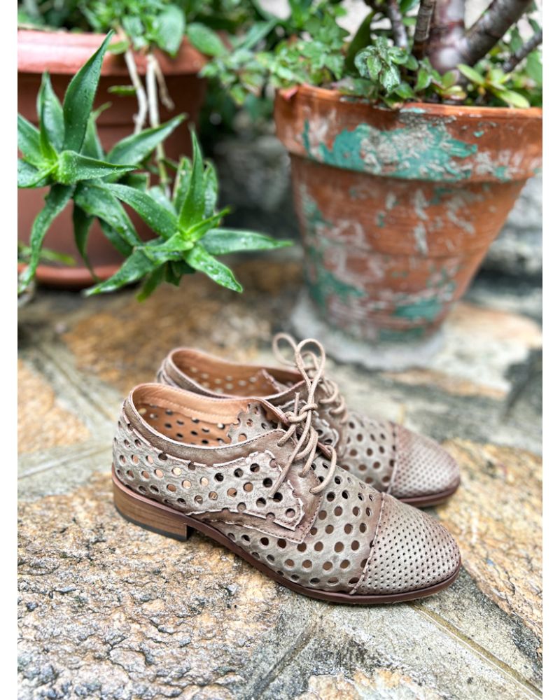 Derbies cuir vieilli kaki - LITTLE LA SUITE