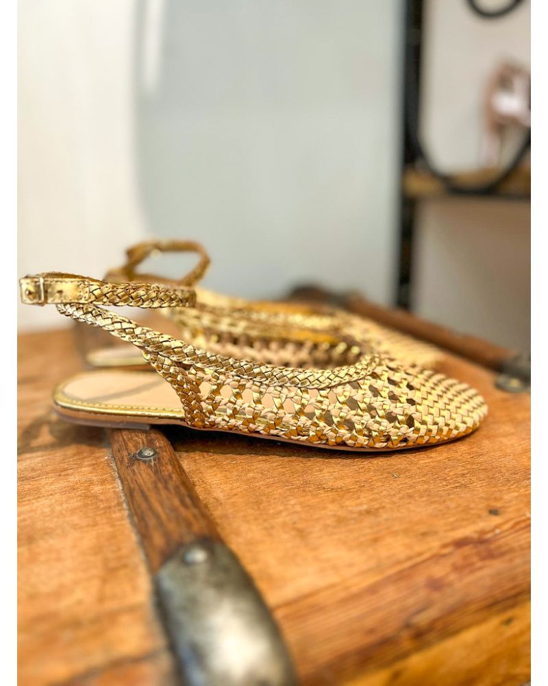 Ballerines cuir tressé doré - INUOVO