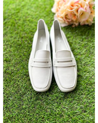 Mocassins Hema cuir blanc - REQINS