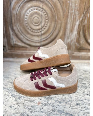Baskets beige et bordeaux - MELINE