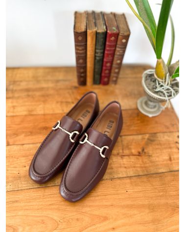 Mocassins mors cuir bordeaux- BIBILOU