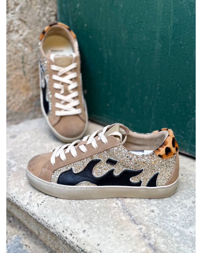 Baskets strass flamme  beige - GAMIN