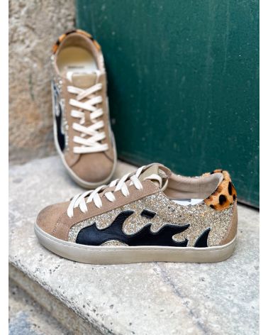 Baskets strass flamme  beige - GAMIN
