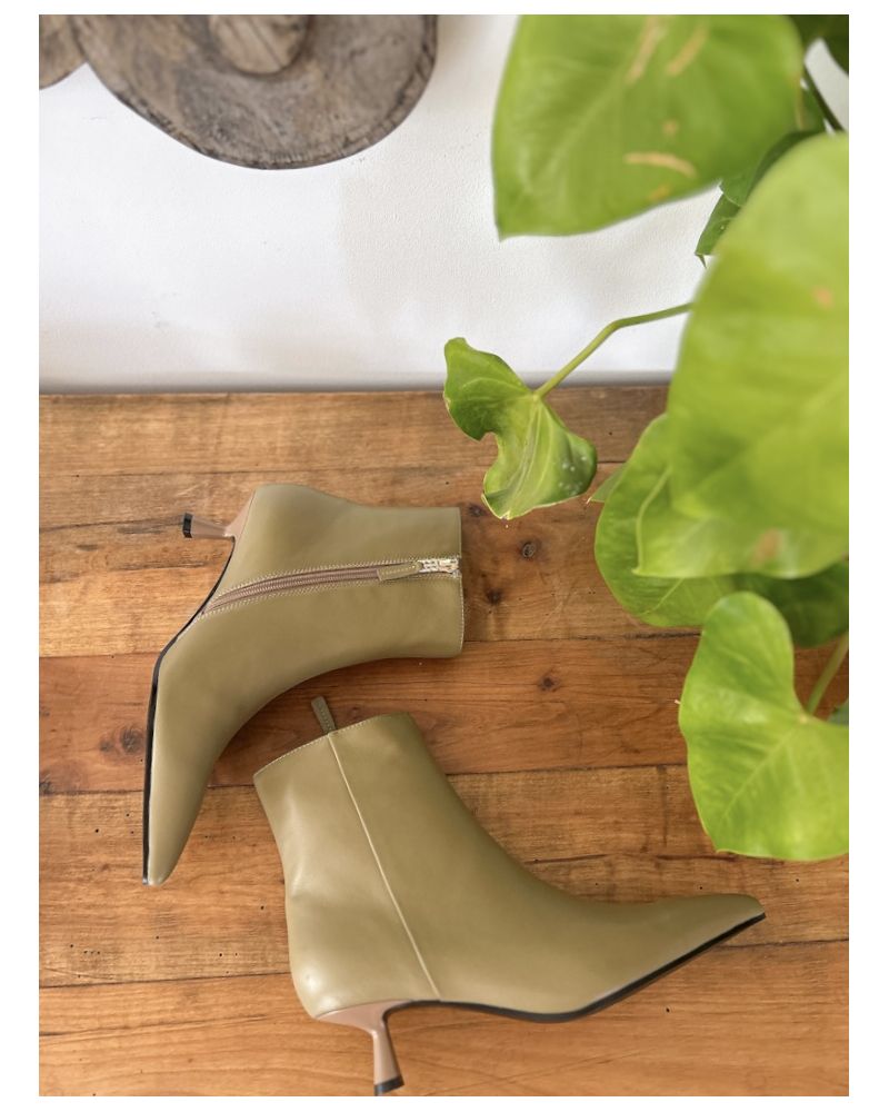 Bottines bout pointu taupe - BIBILOU