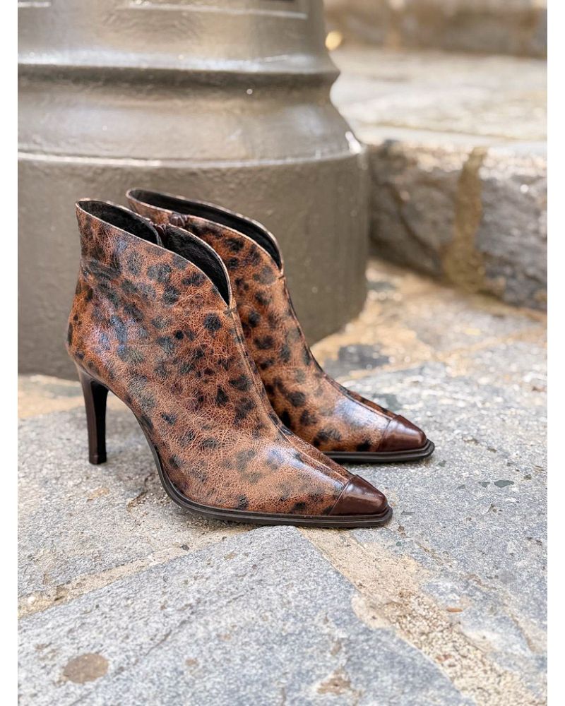 Bottines courtes talons imprimé animal - ZINDA