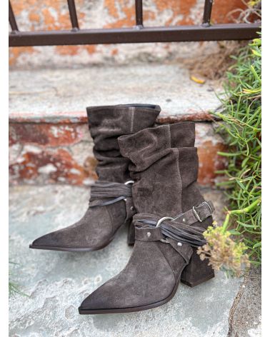 Bottines texanes nubuck taupe - MIMMU