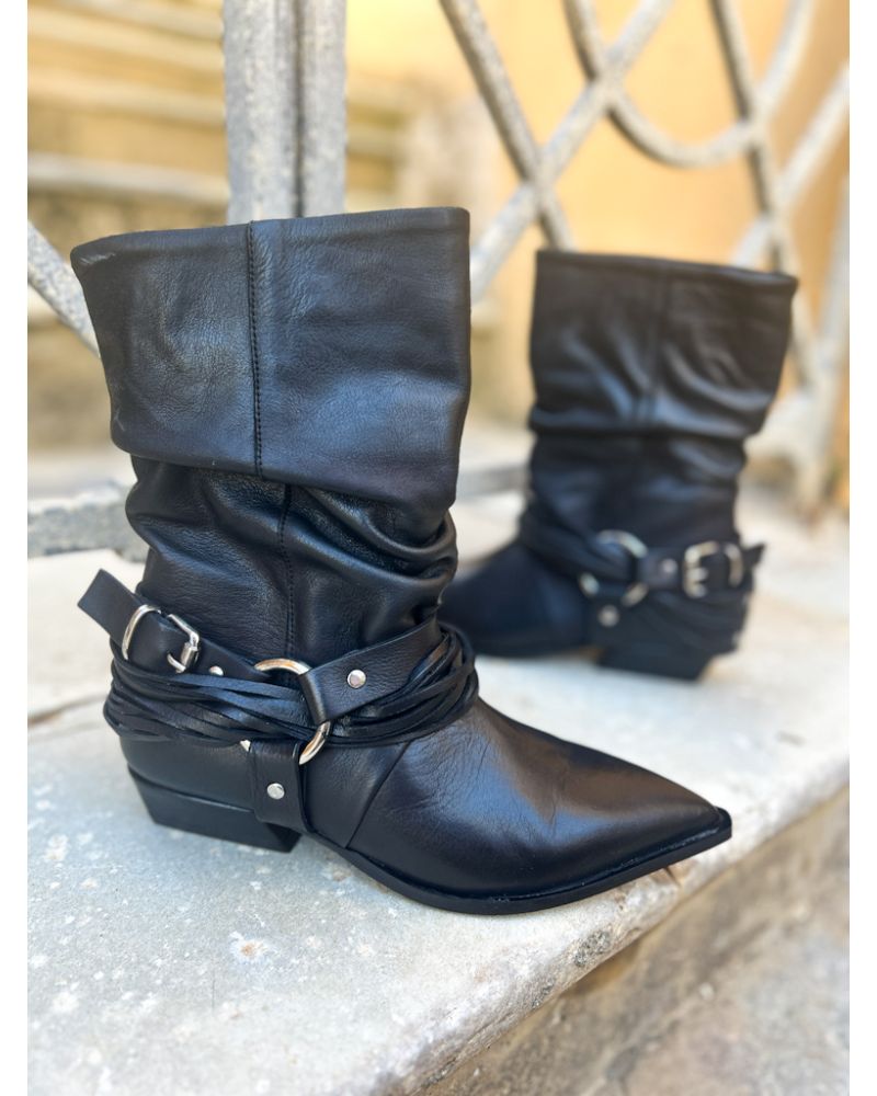 Bottines texanes éperons noir - MIMMU
