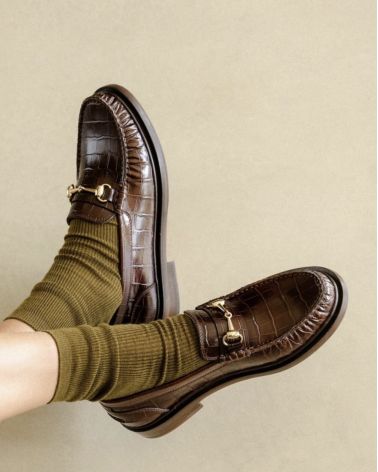 Mocassins CARDI marron croc - BOBBIES