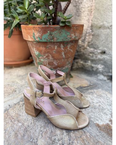 Sandales talon beige doré - LITTLE LA  SUITE
