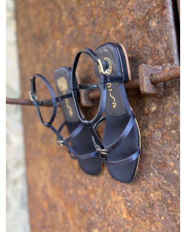 Sandales plates CARENA bleu nuit  - UNISA