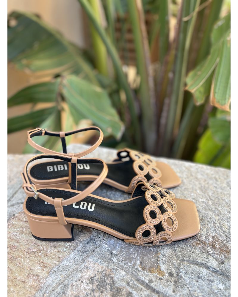 Sandales talon petits ronds camel - BIBILOU