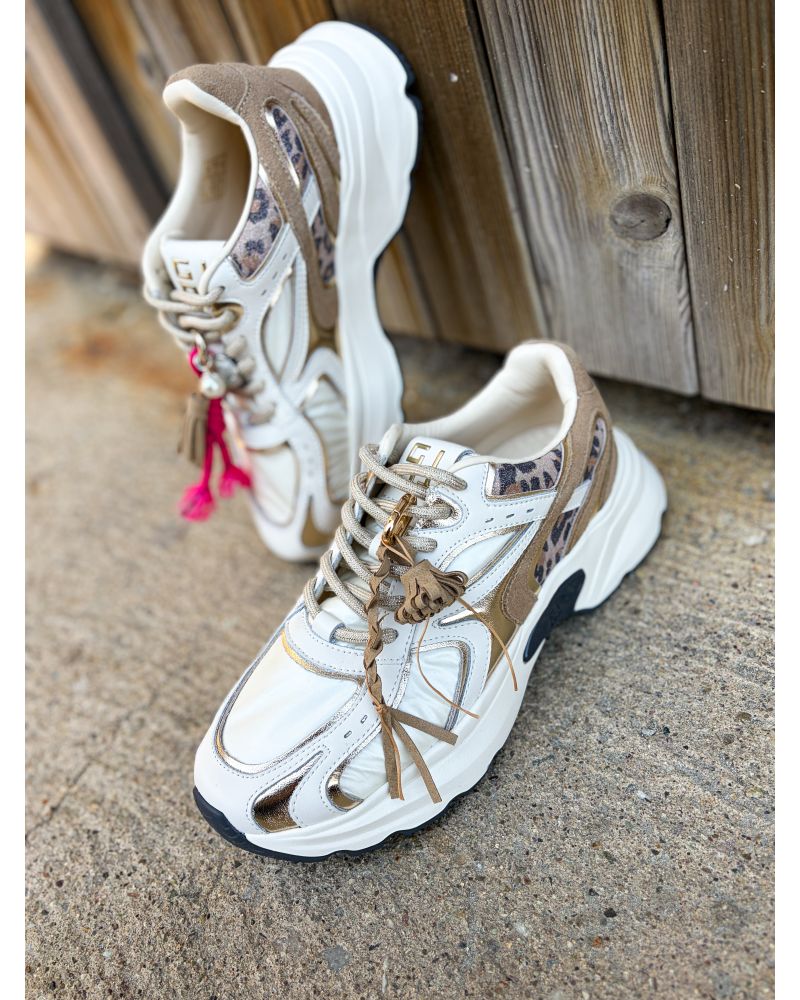 Baskets semelle épaisse DALIA blanc or - GIO+