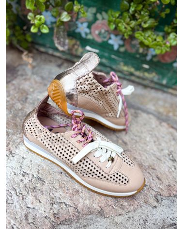 Baskets cuir perforé beige - MELINE