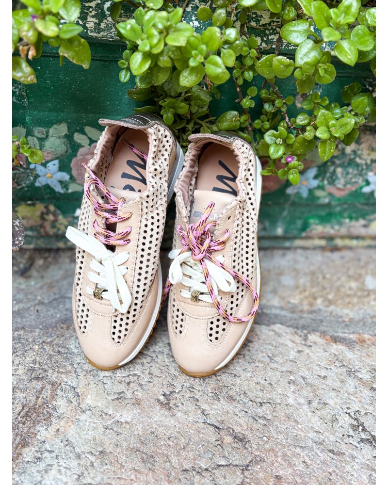 Baskets cuir perforé beige - MELINE