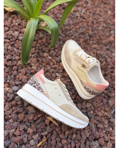 Baskets compensées beige léo - NERO GIARDINI