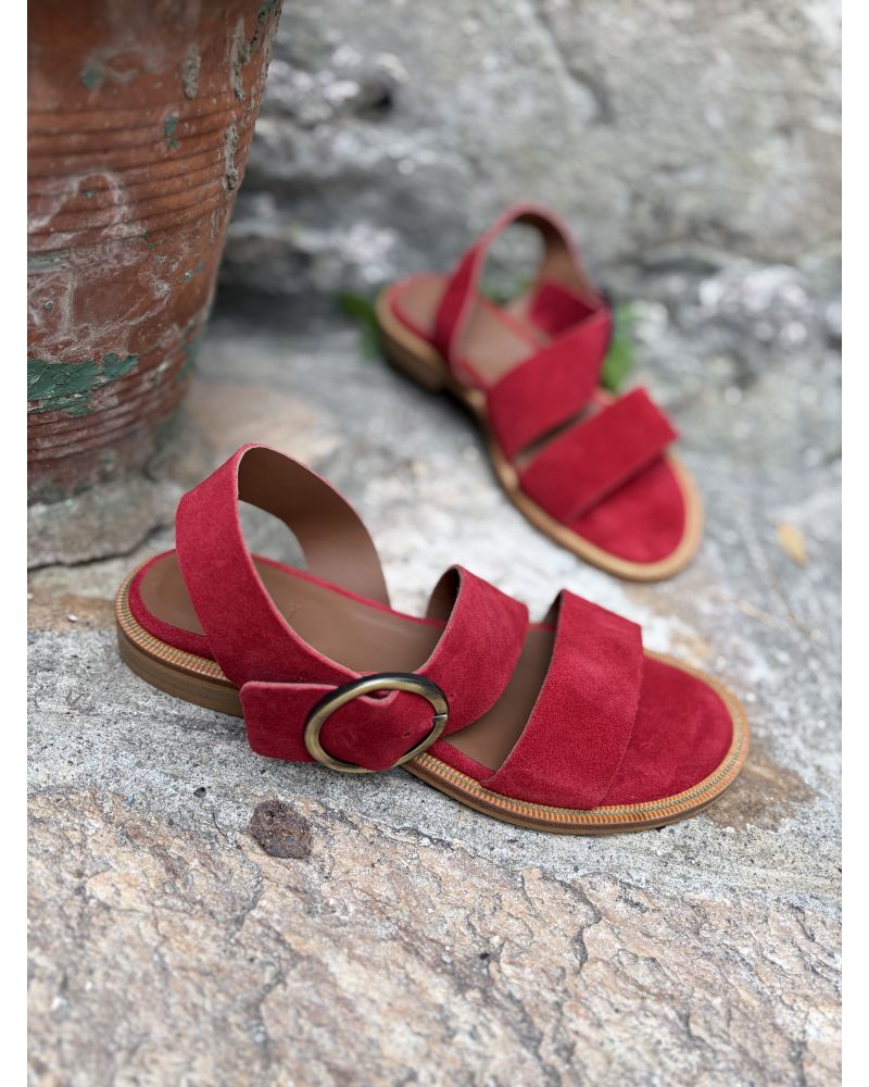 Sandales larges bandes rouge - ZOI