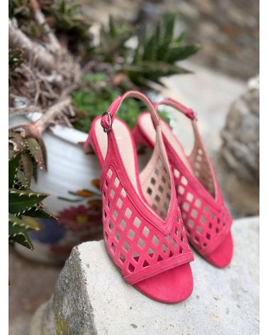 Sandales petit talon rose - ZINDA