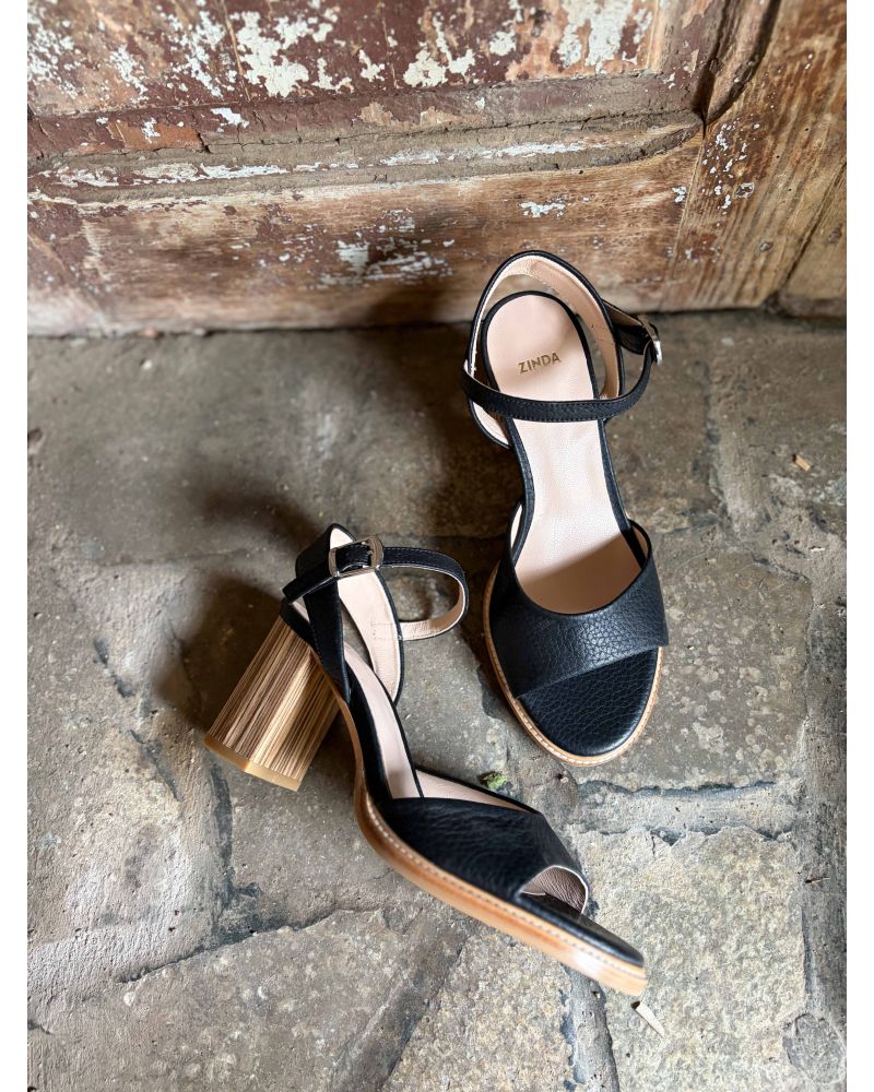 Sandales talon bloc noir - ZINDA
