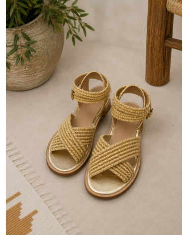 Sandales croisé beige fil doré - FIORINA
