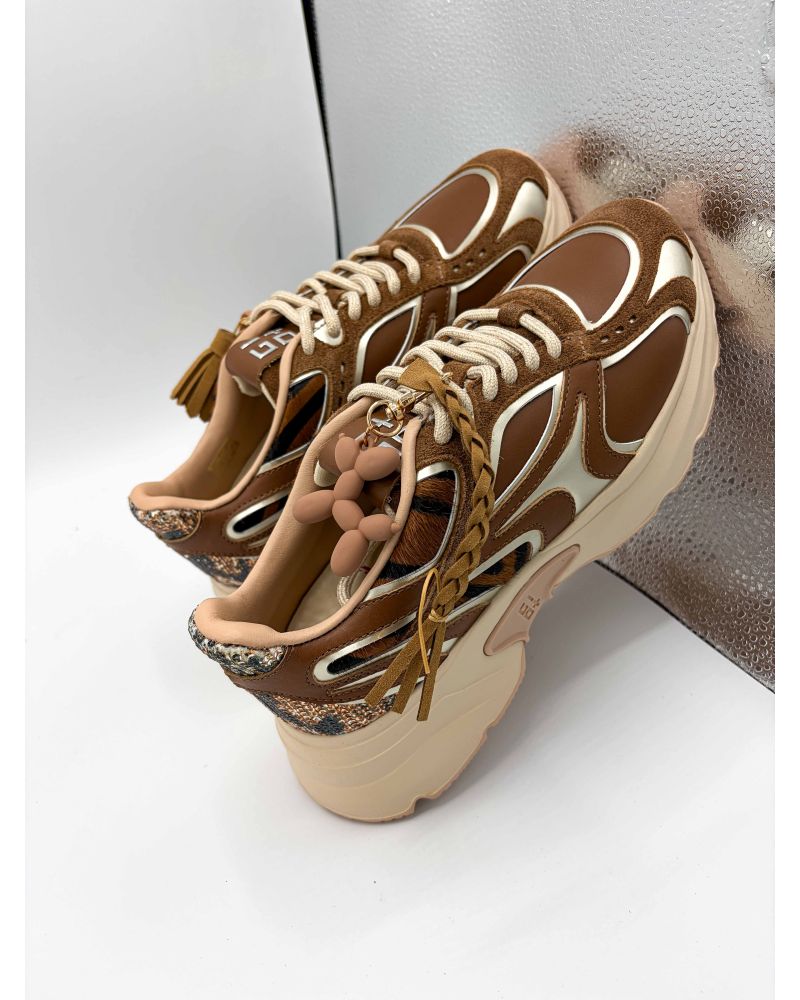 Baskets semelle epaisse camel - GIO+