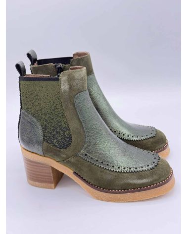 Bottines semelle crepe / patchwork vert INOUI - MKD