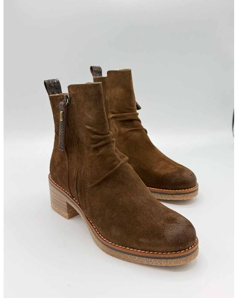 Bottines nubuck plissé camel CANDICE - MKD