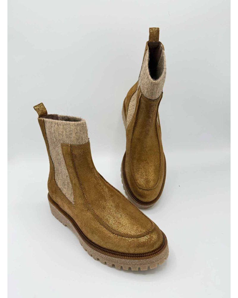 Bottines chaussettes et cuir métal JIJI - MINKA