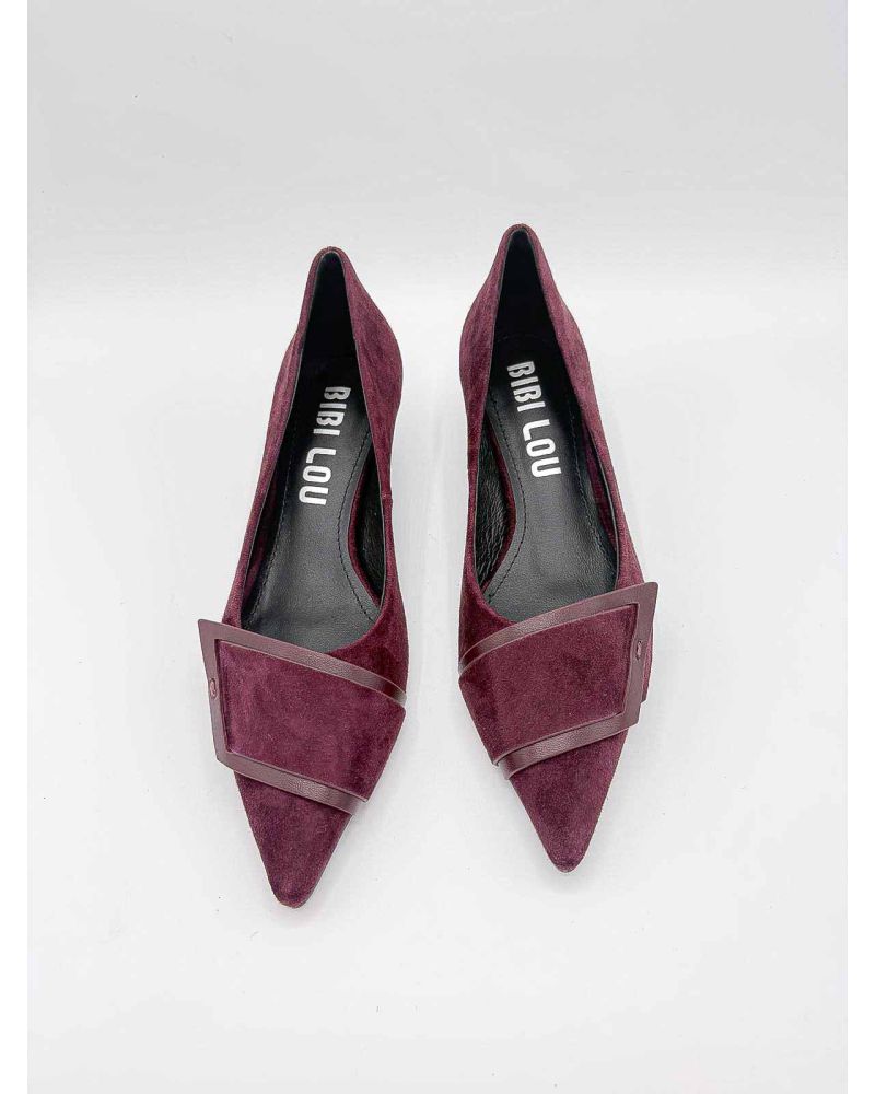 Escarpins talon bobine nubuck bordeaux - BIBILOU