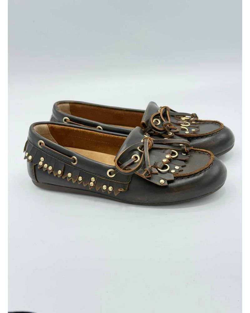 Mocassins franges cuir vintage - BIBILOU