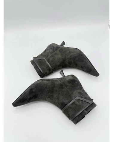 Bottines nubuck taupe talon bobine - BIBILOU
