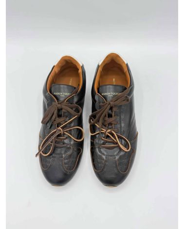 Baskets fines cuir vintage marron JULIETTE- MAISON TOUFET
