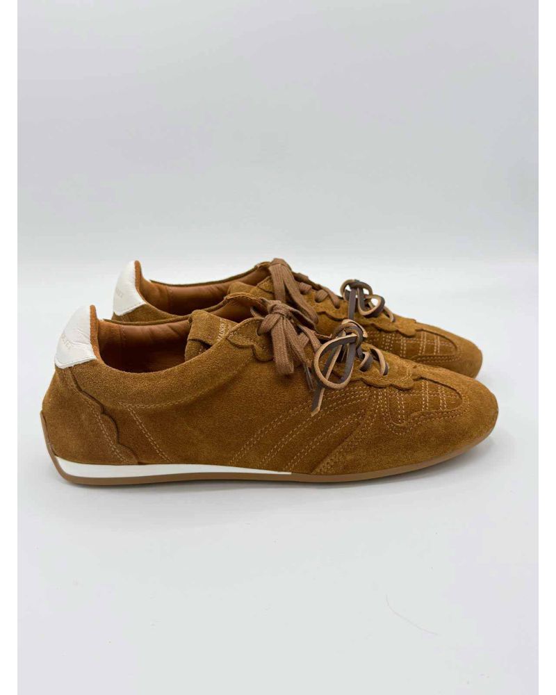 Baskets fines nubuck camel JULIETTE - MAISON TOUFET