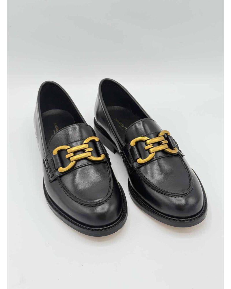 Mocassins noir mors doré  LYNA - MAISON TOUFET