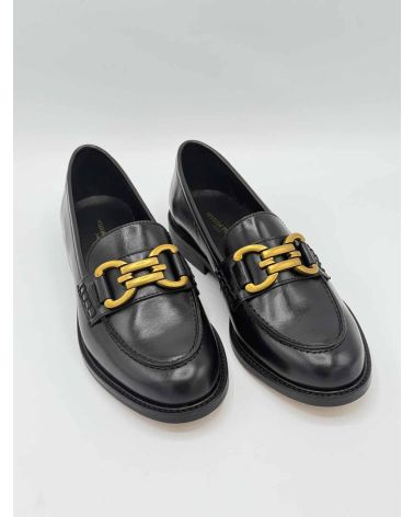 Mocassins noir mors doré  LYNA - MAISON TOUFET
