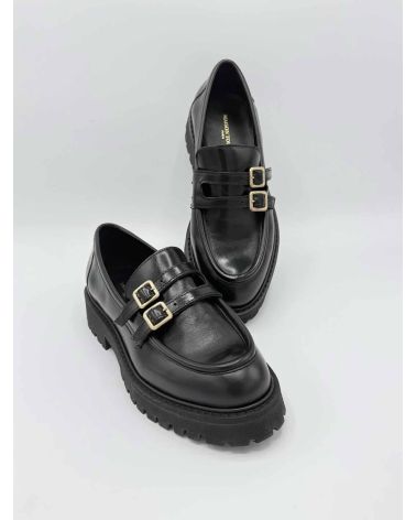 Mocassins noir mors doré  LYNA - MAISON TOUFET