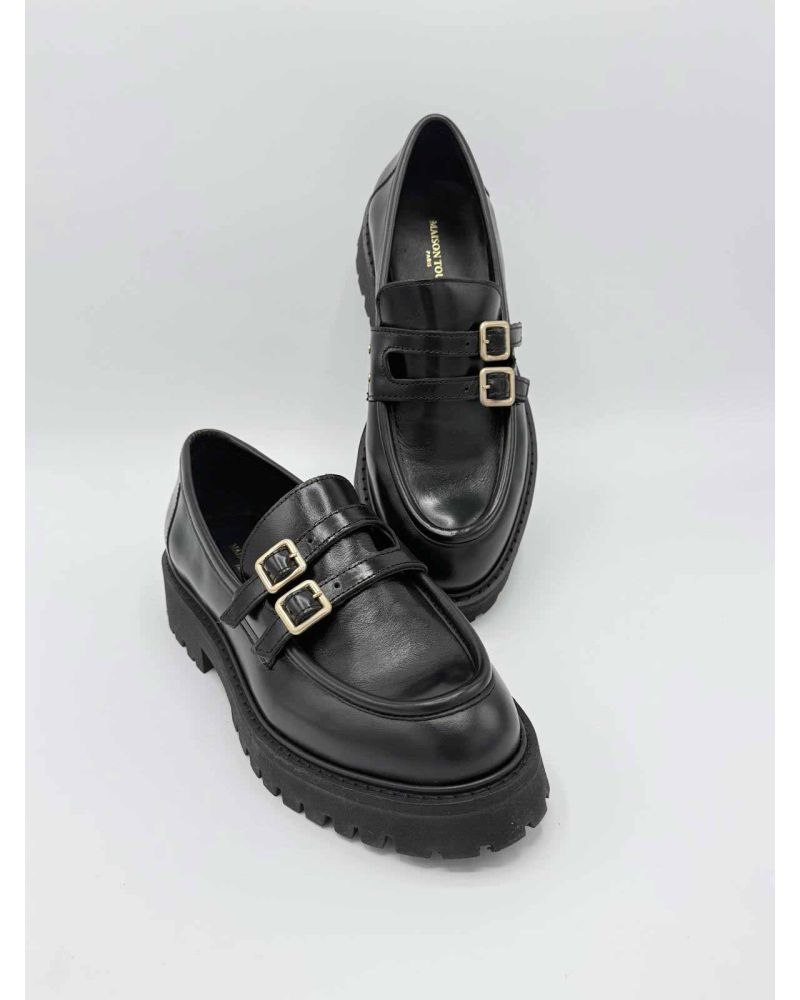 Mocassins noir mors doré  LYNA - MAISON TOUFET