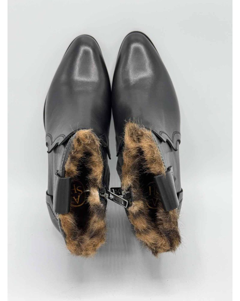 Bottines basses cuir noir fourrées FLAREFUR -ASH
