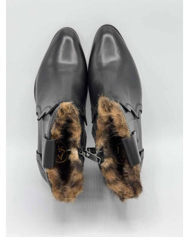 Bottines basses cuir noir fourrées FLAREFUR -ASH
