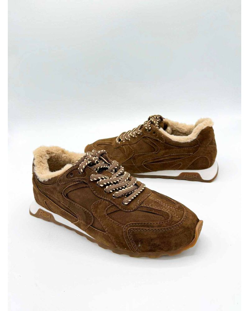 Baskets fuselées fourrées nubuck choco KASARFUR - ASH