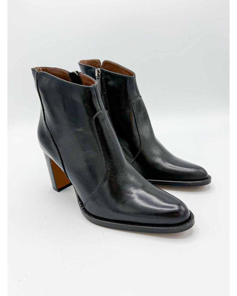 Bottines fuselées cuir glacé noir ROMINA - MURATTI