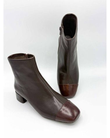 Bottines bi matière chocolat  JACKIE - UNISA