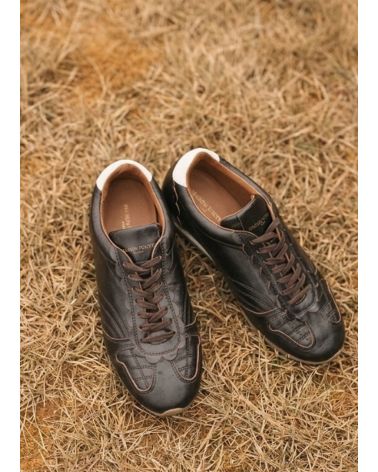 Baskets fines cuir vintage marron JULIETTE- MAISON TOUFET