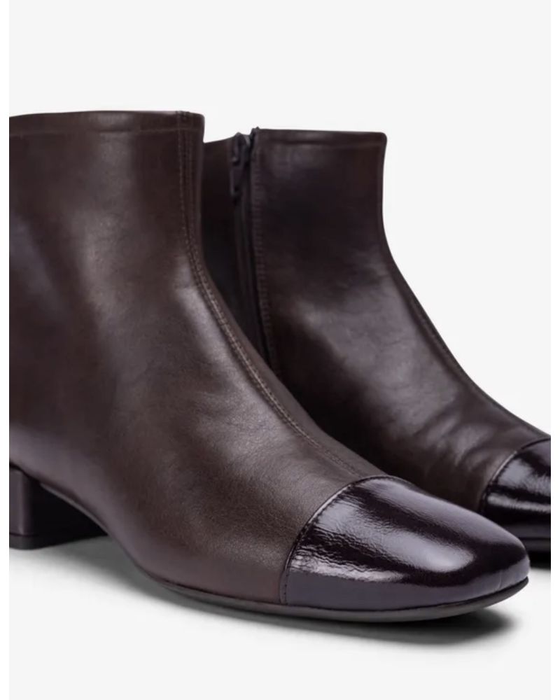 Bottines bi matière chocolat  JACKIE - UNISA