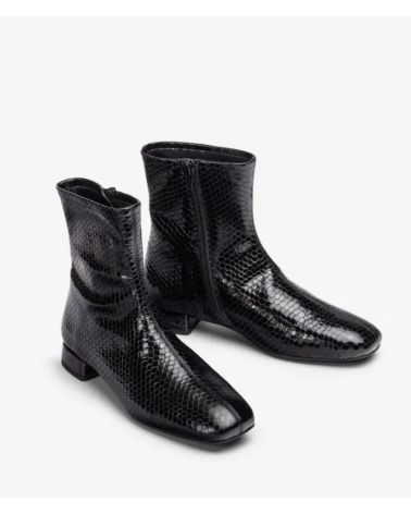 Bottines retro cuir craquelé noir  COVINA - UNISA