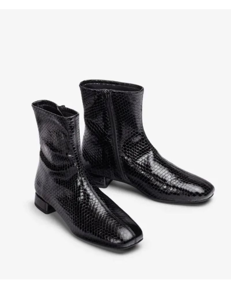 Bottines retro cuir craquelé noir  COVINA - UNISA
