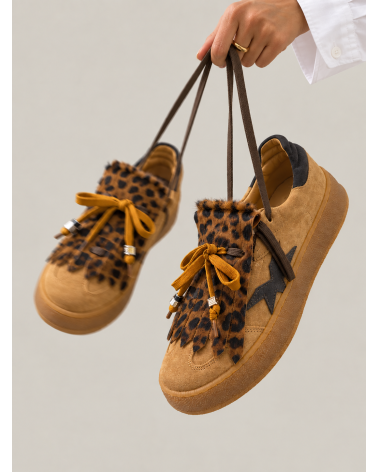 Baskets patte leo camel  - MELINE