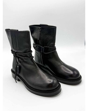 Bottines  biker bout rond noir - ZOLFO