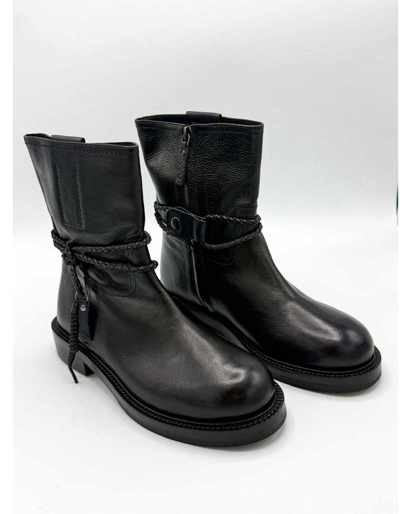 Bottines  biker bout rond noir - ZOLFO