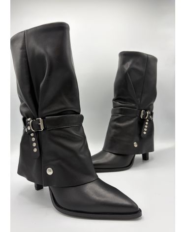 Bottines à talon chaps noir - MIMMU